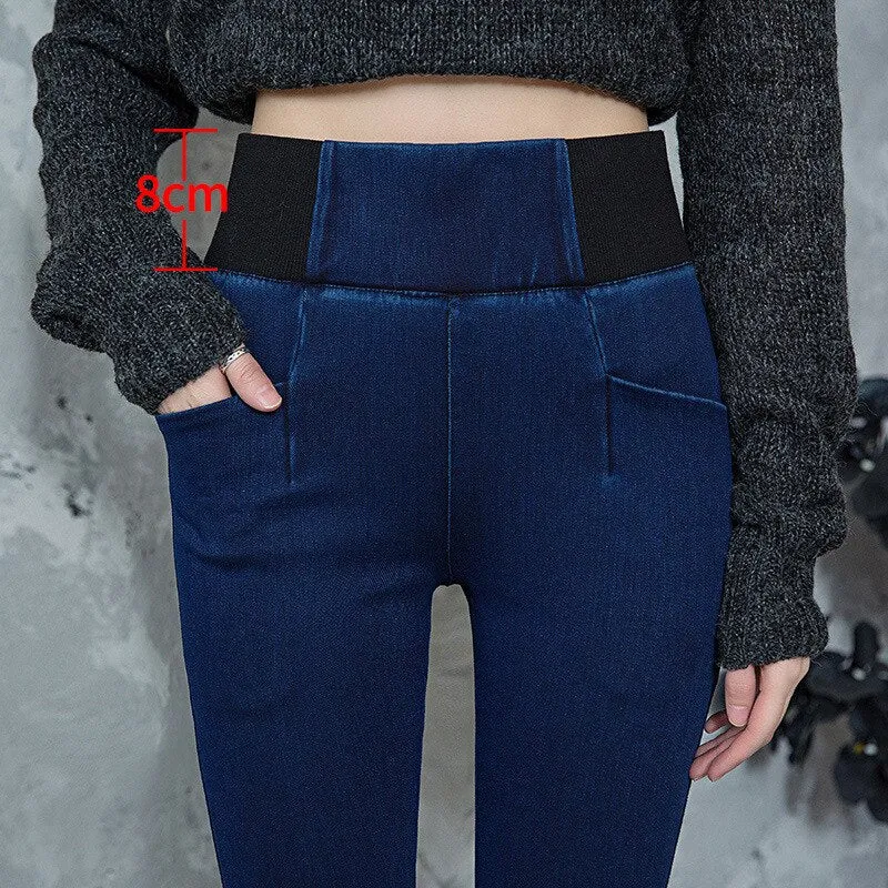 Stretch Jeans High Waist Women Clothing simple Casual Slim Skinny Jeans Denim Trousers