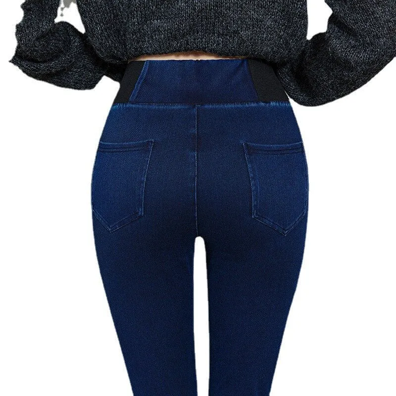 Stretch Jeans High Waist Women Clothing simple Casual Slim Skinny Jeans Denim Trousers