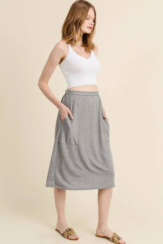 The Daily Midi Skirt in Dark Grey