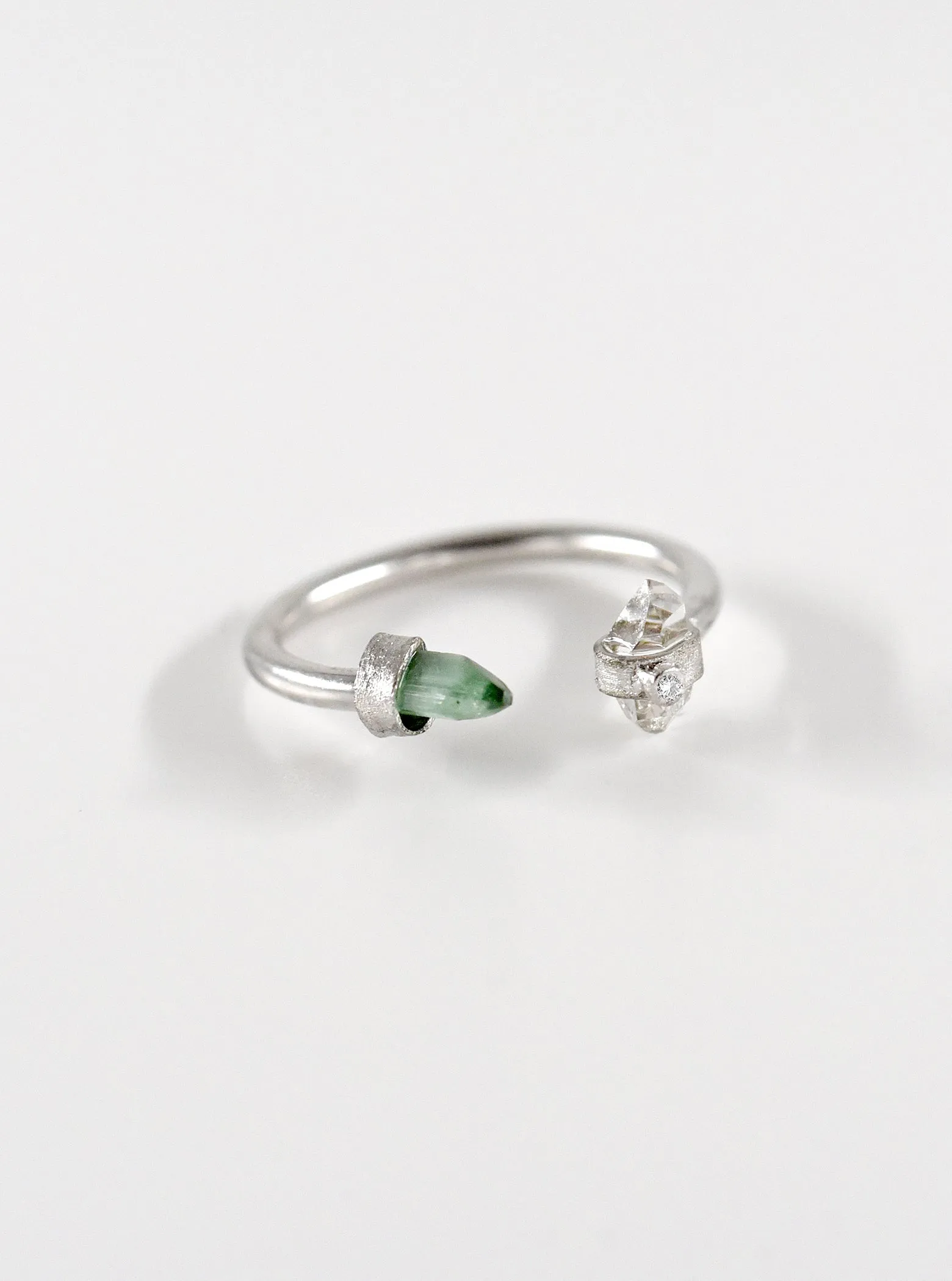 Tourmaline and Herkimer Diamond Ring