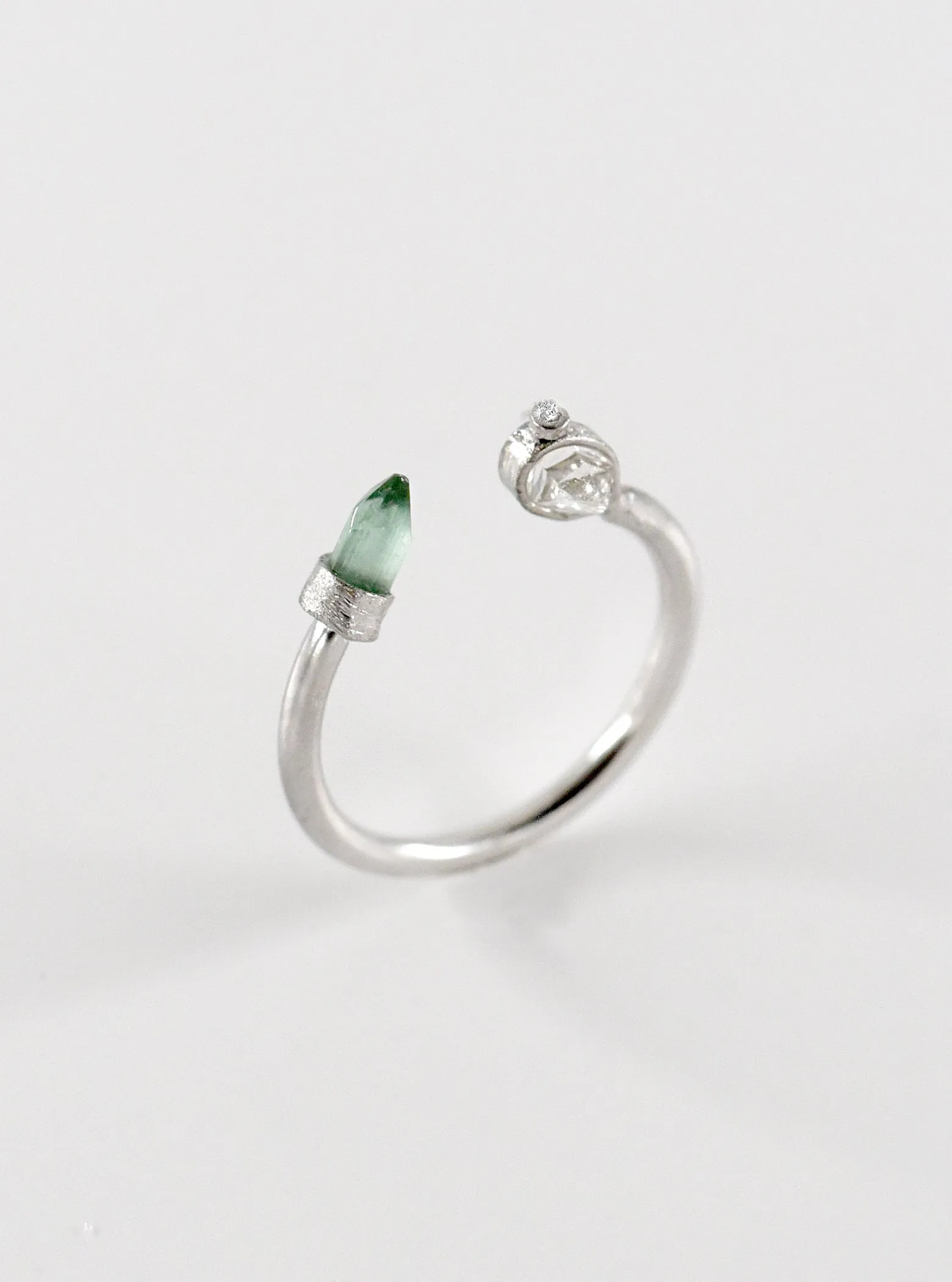 Tourmaline and Herkimer Diamond Ring