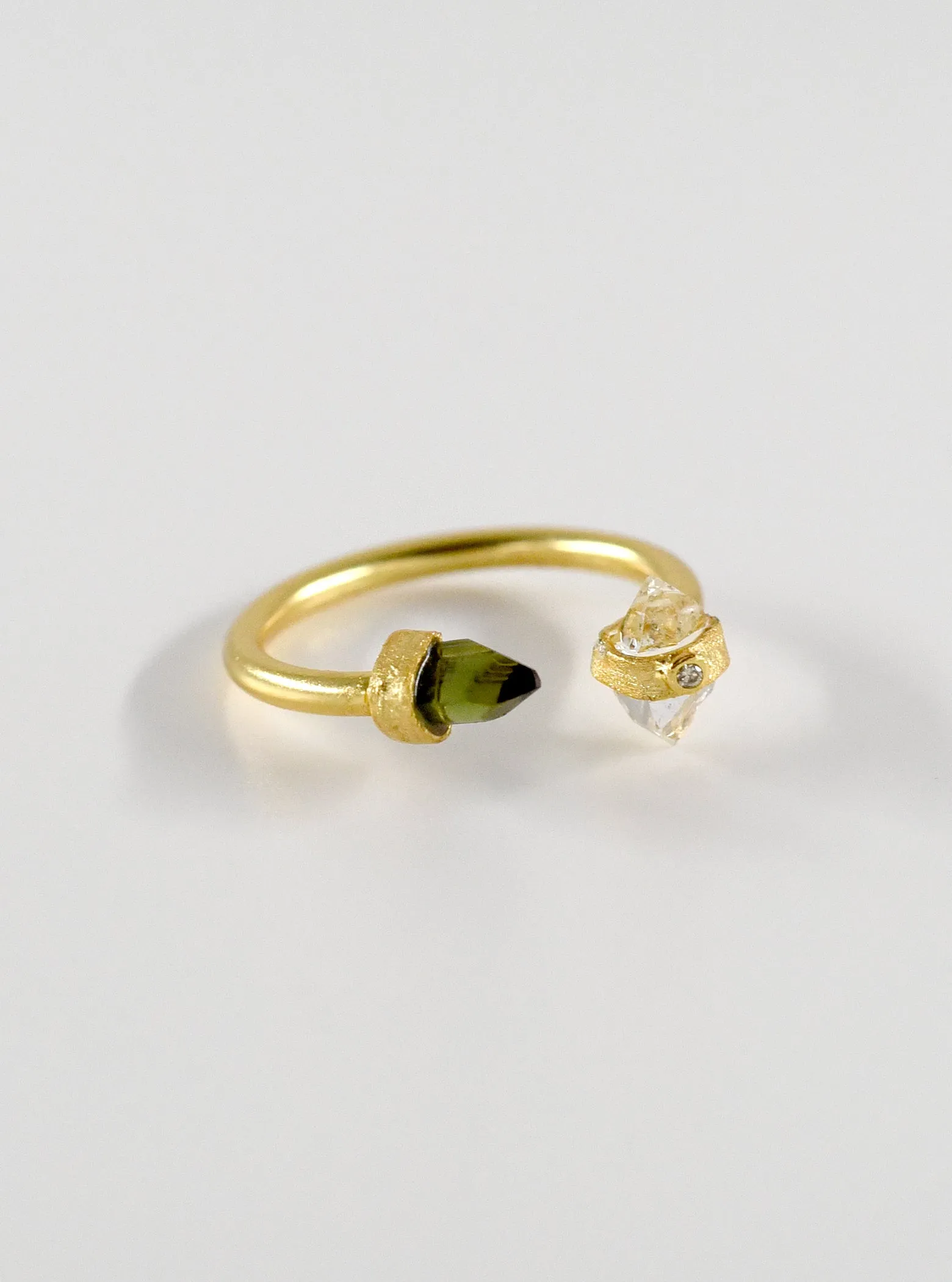 Tourmaline and Herkimer Diamond Ring