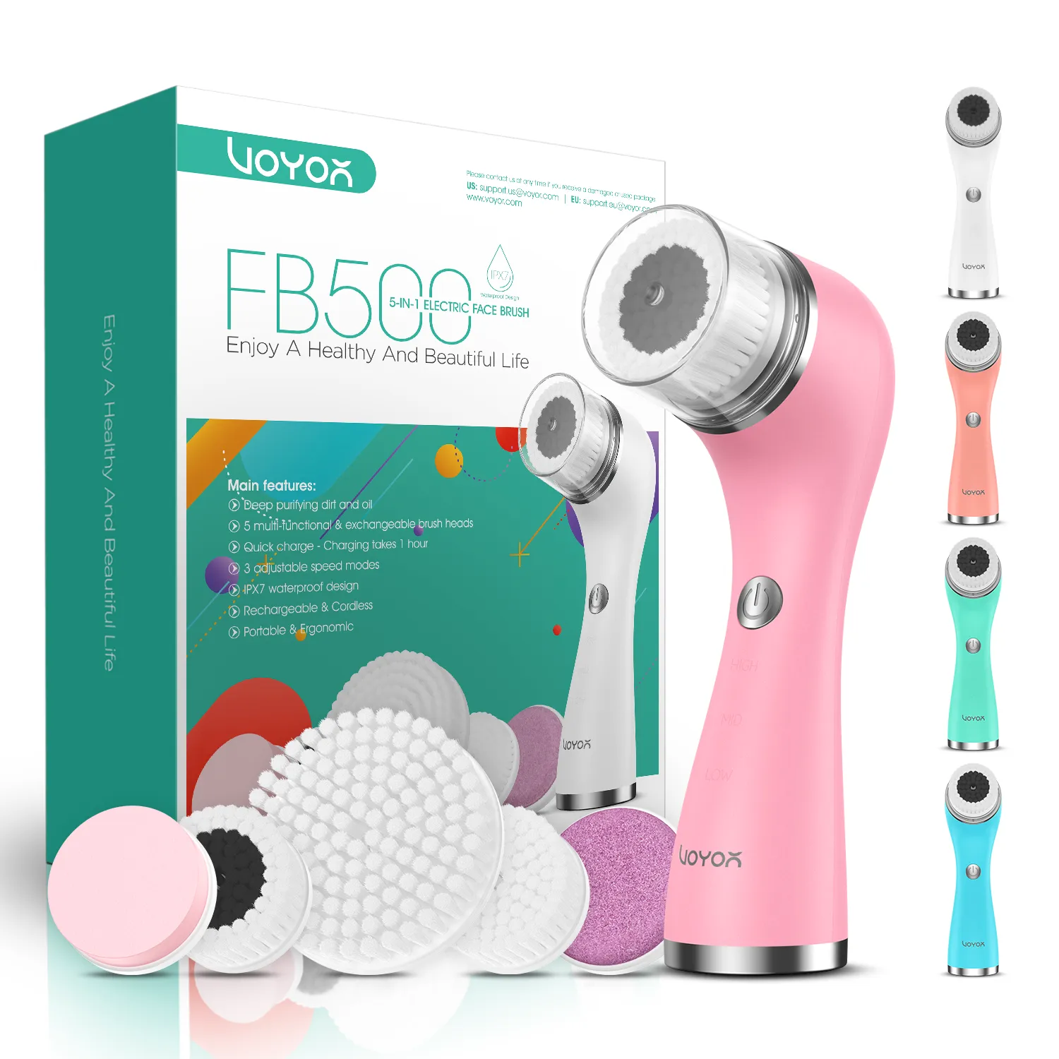 VOYOR 5-IN-1 Electric Face Brush FB500