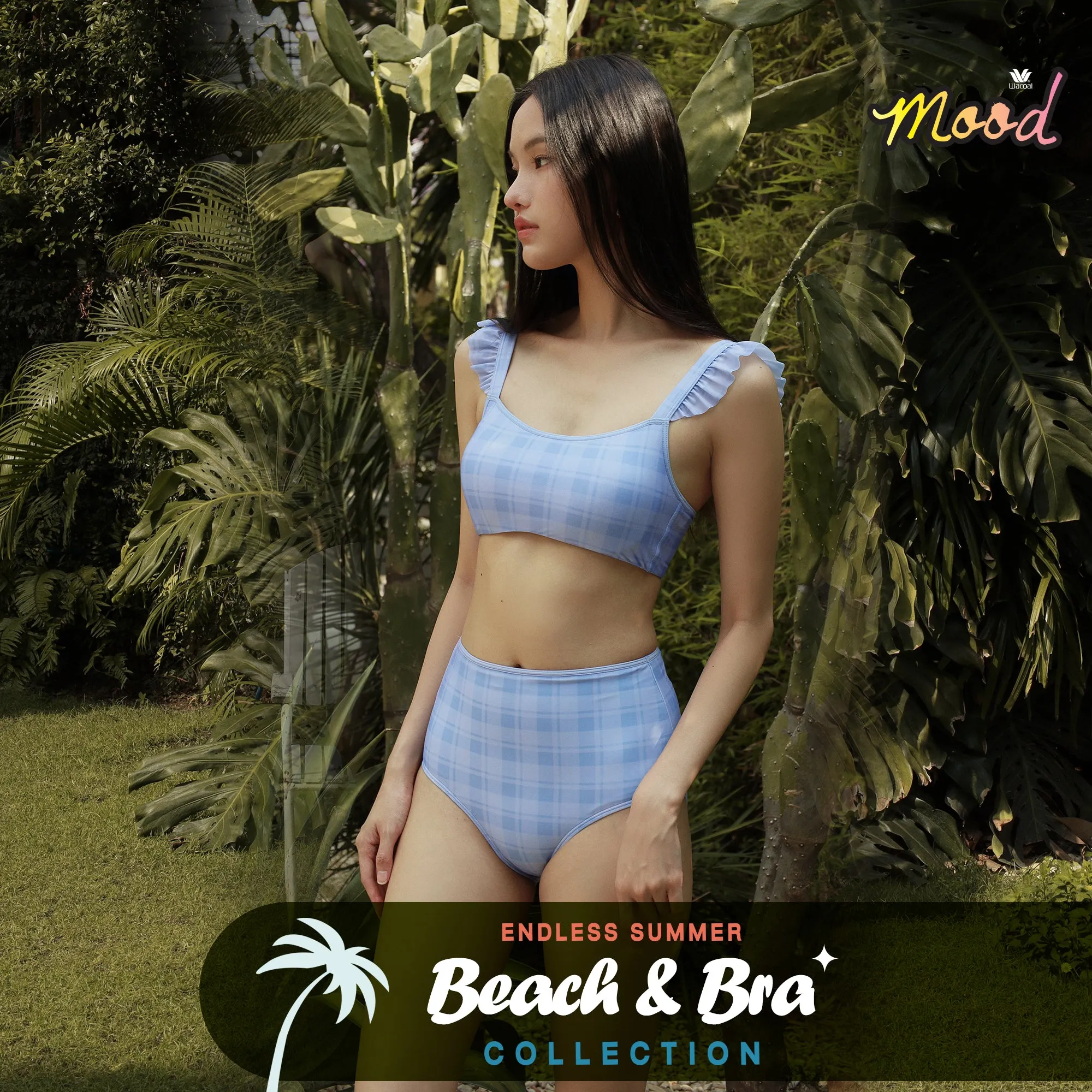 Wacoal Mood Set Beach & Bra เซ็ทชุดว่ายน้ำ(เสื้อและกางเกง) รุ่น MM1U05   MM6U05 สีฟ้าอ่อน (LS)