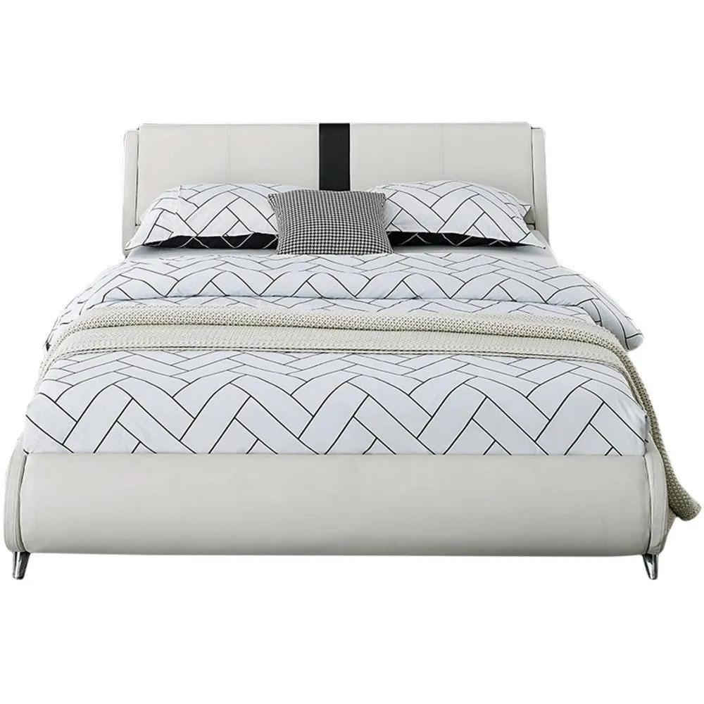 White Platform King Bed with Two Nightstands