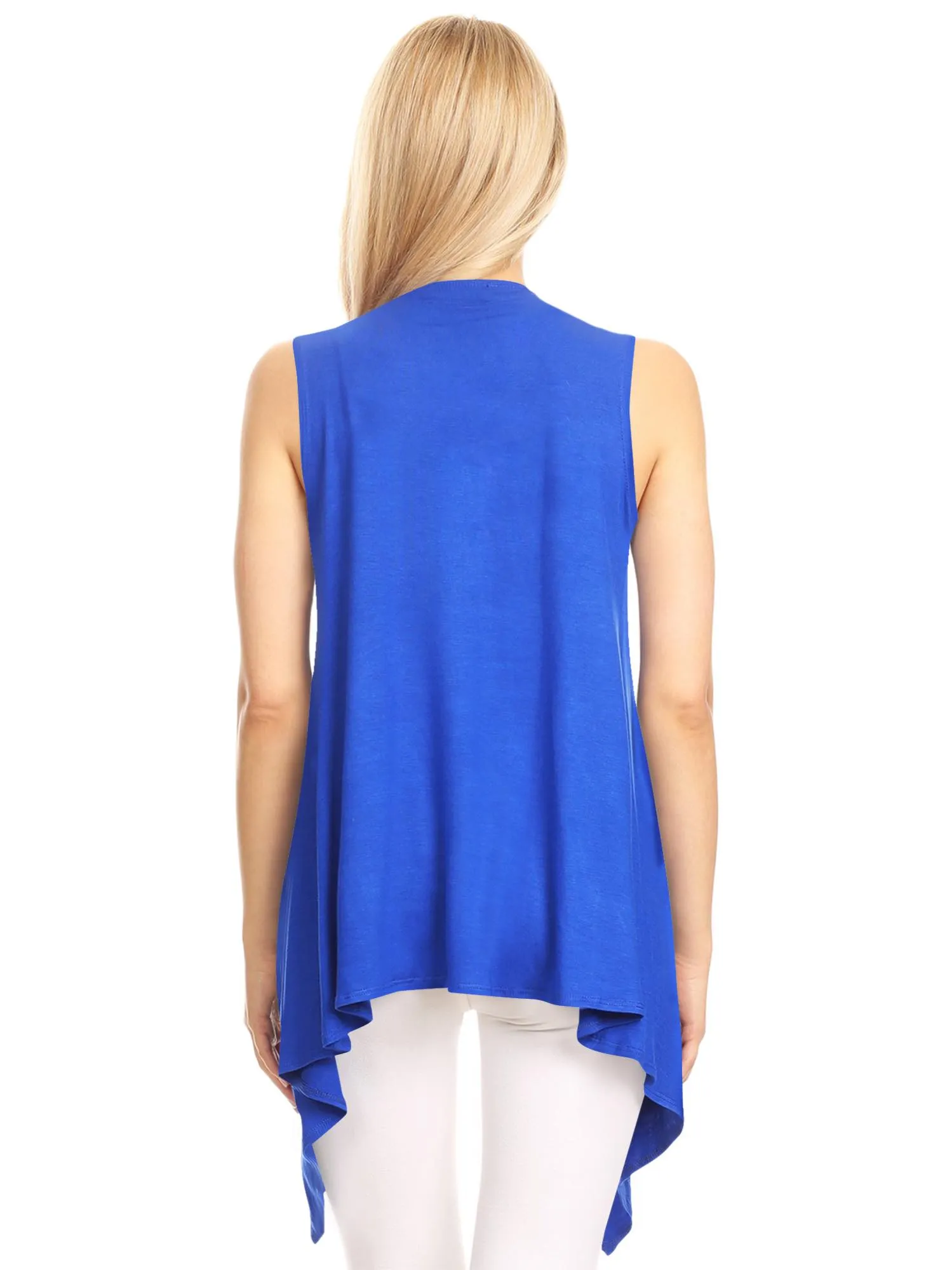 Women's Lightweight Sleeveless Solid Open Front Drape Vest Cardigan