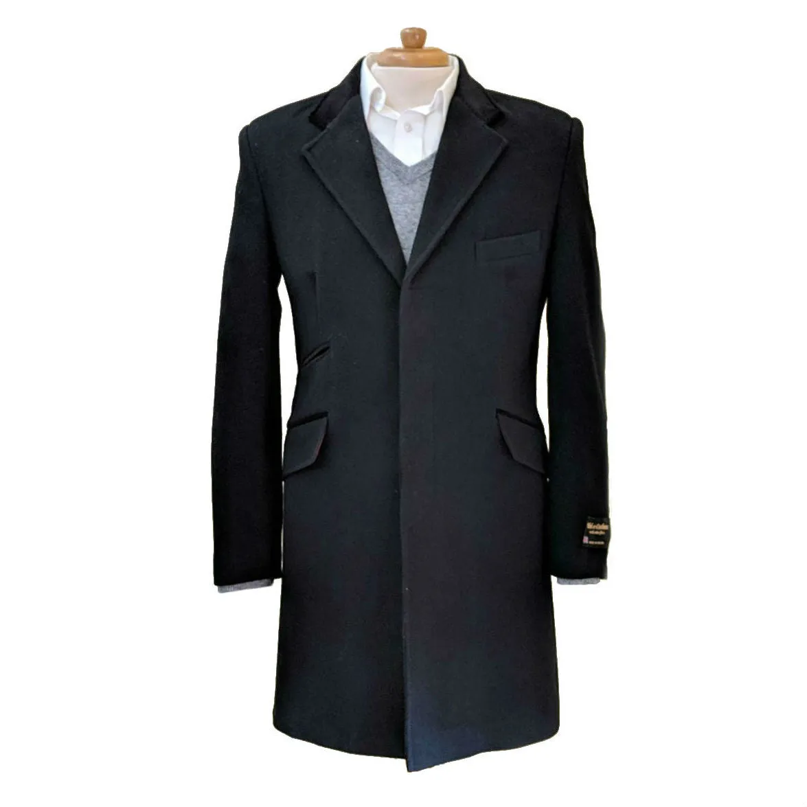 Wool & Cashmere Blend Slim Fit 3/4 Overcoat [2 Colors]